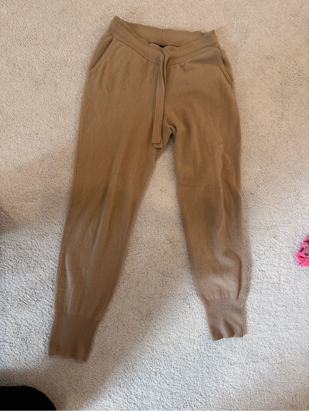 Naadam 100% Cashmere Knit Jogger Pants - Tan, Size Small
